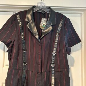 Dangerfield Black and Red Striped Jumpsuit